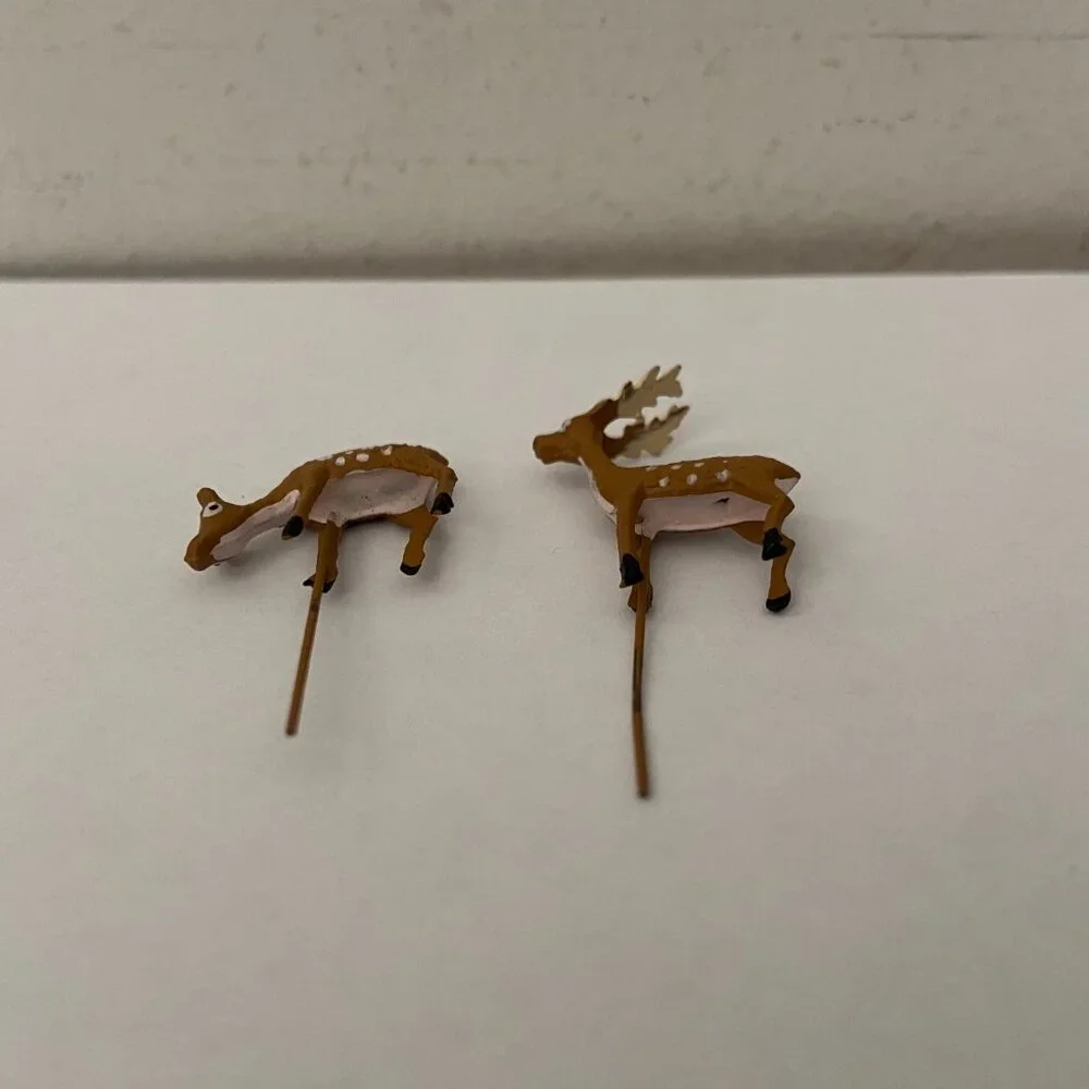 Vintage Miniature Metal Deer Craft-Pick Figurines Set Of 2 Made In Japan Mini